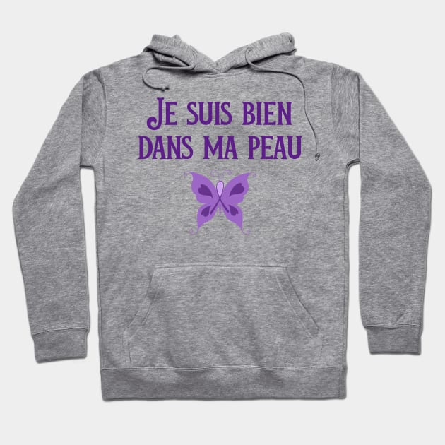 Inspirational Recovery Gift French Purple Ribbon Eating Disorder Gift Hoodie by InnerMagic
